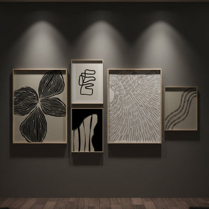 SET OF 5 (ABSTRACT BEIGE COLOR BACKGROUND)