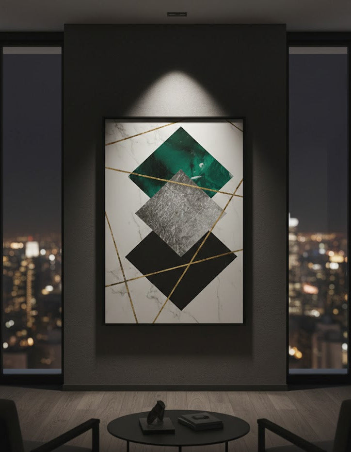 Marble Background Gold Line Print | Wall Art