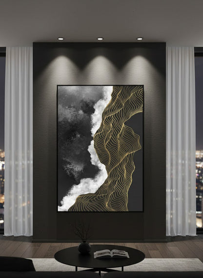 Modern Abstract Gold Geometric Line | Wall Art