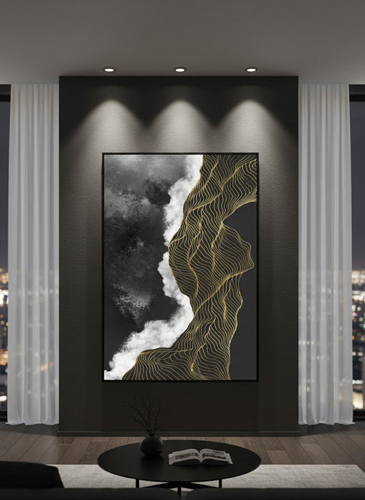 Modern Abstract Gold Geometric Line | Wall Art