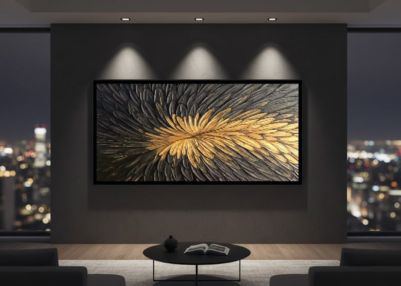 Gold Feather Canvas Wall Art Decor
