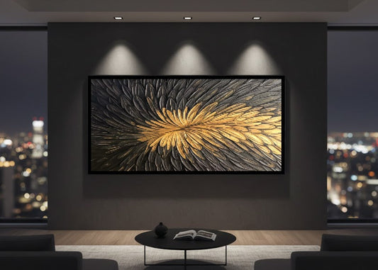 Gold Feather Canvas Wall Art Decor