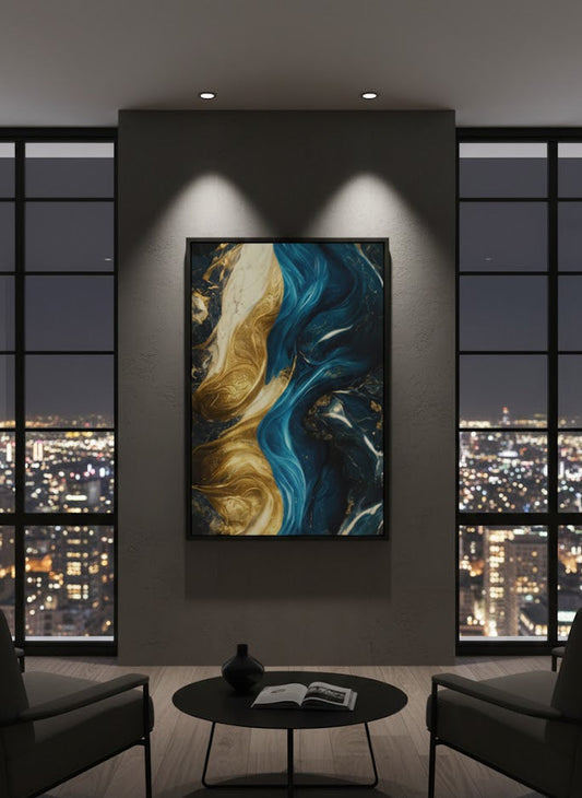 Rumlly Poster of Blue Gold Wave | Wall Art