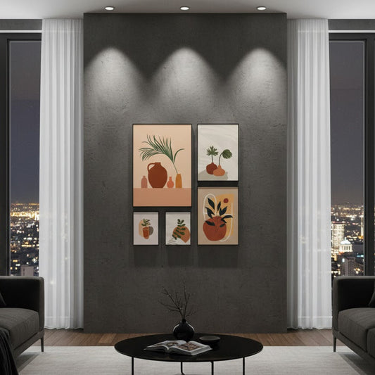 SET OF 5 (GIRLISH WITH ORANGE TONE ABSTRACT)