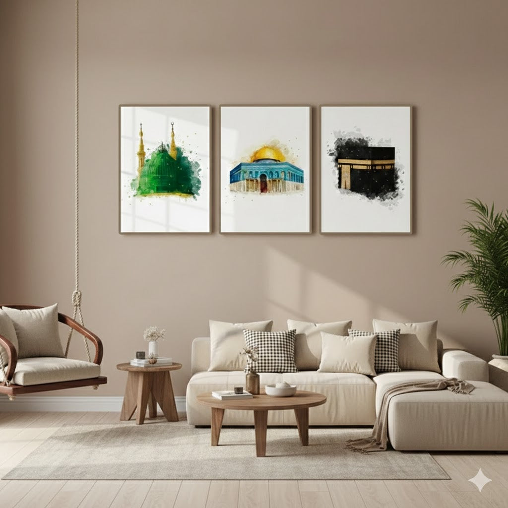 Kabba, Masjid ul nabwai   | Islamic Wall Art