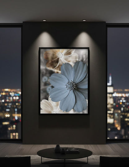 Grey Abstract Flower Canvas Wall Art