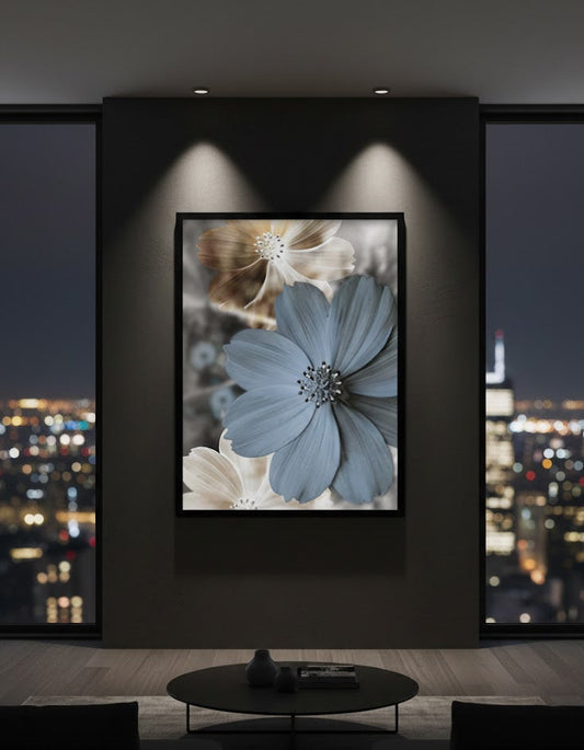 Grey Abstract Flower Canvas Wall Art