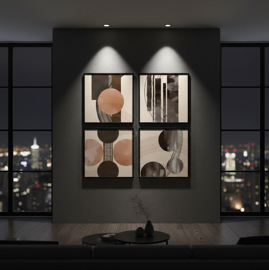 Modern Minimalist Abstract Geometric (4panel) Wall Art