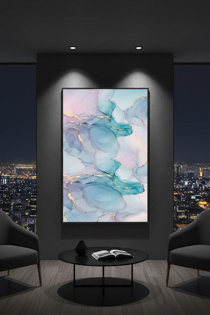 Swirled Pastel Gold Inkscape Water Canvas | Wall Art
