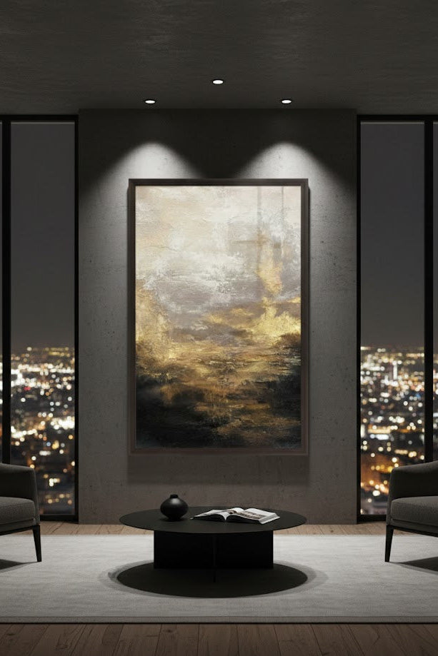 Abstract Golden Sunrise Canvas Wall Art