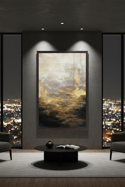 Abstract Golden Sunrise Canvas Wall Art
