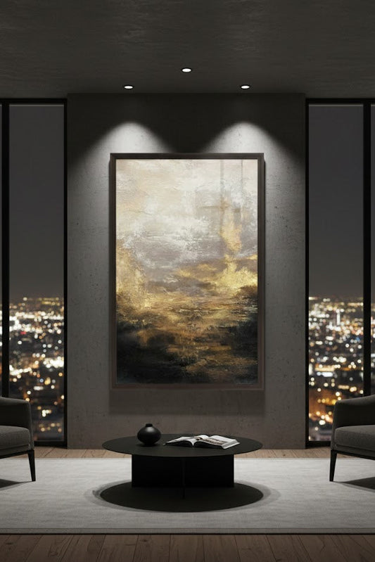Abstract Golden Sunrise Canvas Wall Art
