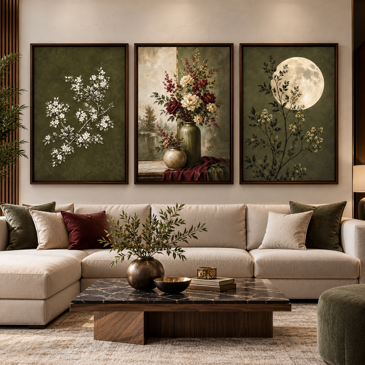 Vintage Botanical Elegance – Luxury Canvas Wall Art Set of 3