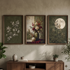 Vintage Botanical Elegance – Luxury Canvas Wall Art Set of 3
