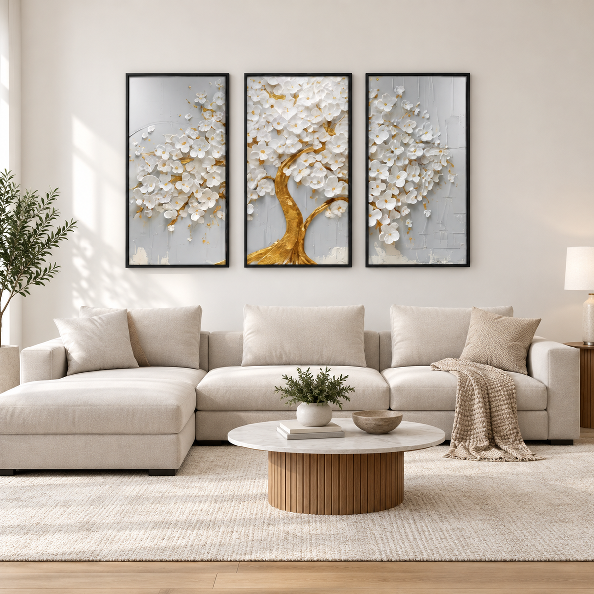 Peace Tree 3 Piece square living room mockup