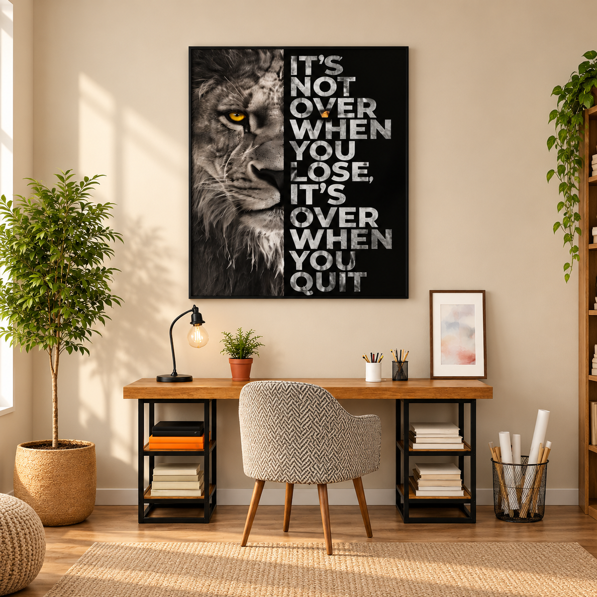 Motivational Lion square study mockup