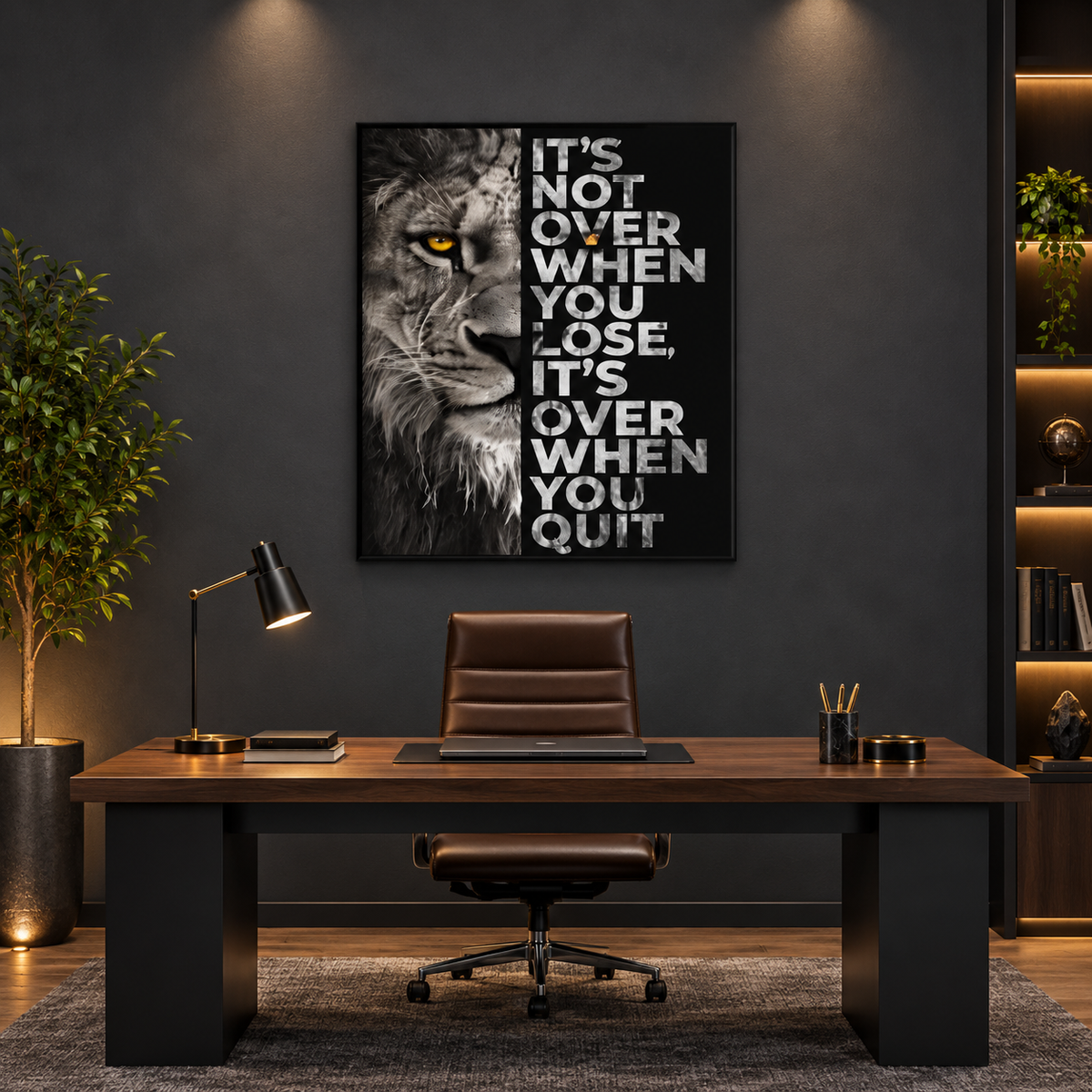 Motivational Lion square executive office mockup